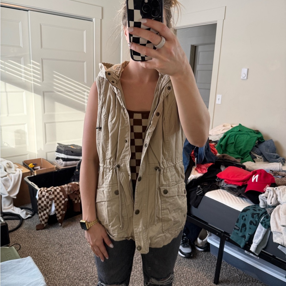 Charlotte Russe Beige Hooded Vest